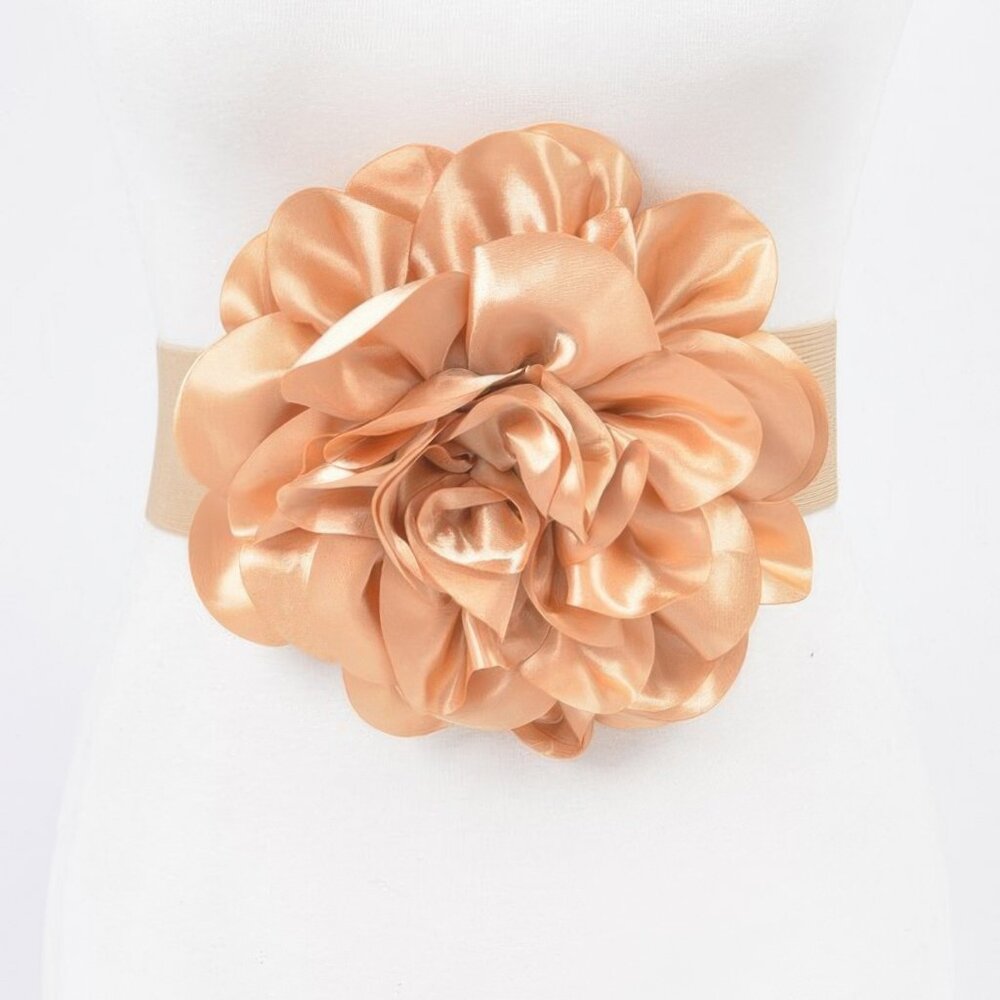 Satin Big Flower Elastic Belt